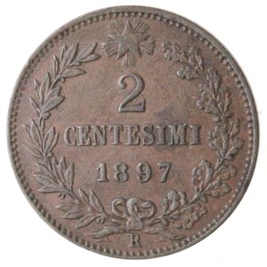reverse: Umberto I. 1878-1900. 2 centesimi 1897. Ae.