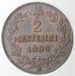 reverse: Umberto I. 1878-1900. 2 centesimi 1900. Ae. 