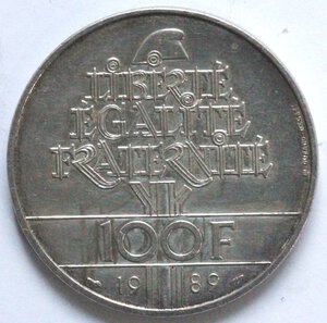 reverse: Francia. 100 Franchi 1989. Ag. 