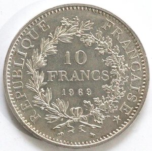 obverse: Francia. 10 Franchi 1969. Ag. 