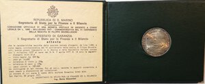 obverse: San Marino. 1000 lire 1977. Ag. V Centenario della nascita di Brunelleschi. 