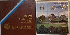 obverse: San Marino. Serie divisionale annuale 1980 XXII Olimpiade. Con moneta da 500 lire in Ag.