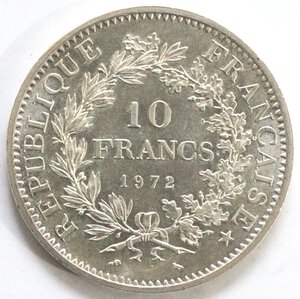 obverse: Francia. 10 Franchi 1972. Ag. 
