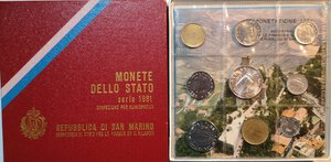 obverse: San Marino. Serie divisionale annuale 1981 La Pace. Con moneta da 500 lire in Ag. 