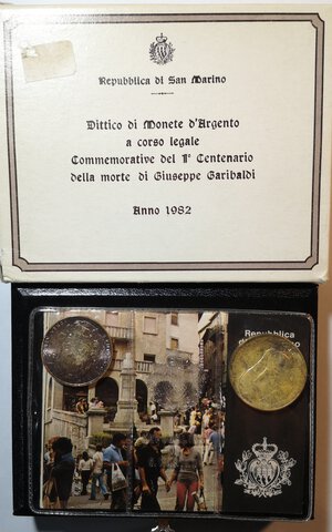 obverse: San Marino. Dittico 500 Lire + 1.000 Lire 1982. Ag. Giuseppe Garibaldi. 