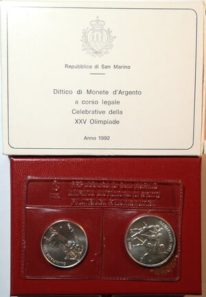 obverse: San Marino. Dittico. 500 Lire + 1.000 lire 1992. XXV Olimpiade. Ag. 