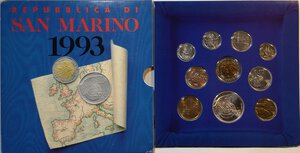 obverse: San Marino. Serie divisionale annuale 1993 16 secoli di storia rivolti al futuro. Con 1000 lire in Ag. 