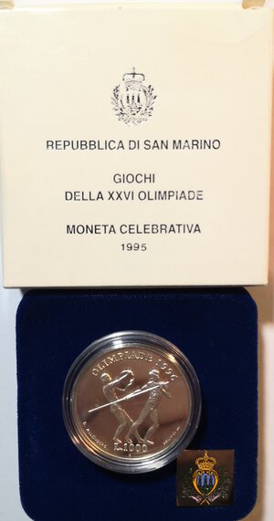 obverse: San Marino. 1000 lire celebrative della XXVI Olimpiade 1995. Ag.