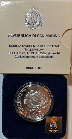 obverse: San Marino. 10.000 Lire 1999. Celebrativa delle Olimpiadi. 