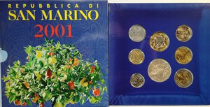 obverse: San Marino. Serie divisionale annuale 2001. 1700 Repubblica di San Marino. Con 5000 lire in Ag. 