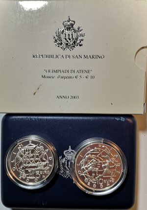 obverse: San Marino. Dittico 5 e 10 euro argento 2003. Olimpiadi di Atene. AG. 