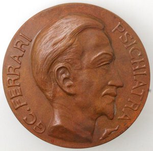 obverse: Medaglie. Bologna. Giulio Cesare Ferrari. 1867-1932. Psichiatra. Medaglia 1967. Ae. 