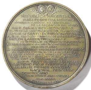 reverse: Medaglie. Argentina. Medaglia 1934 per l Anno Santo 1934. Br dorato. 