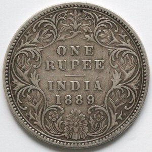 reverse: India. Vittoria. 1876-1901. Rupia 1889. Ag. 