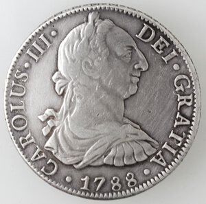 obverse: Messico. Carlo III. 1759-1788. 8 Reales 1788 FM. Ag. 