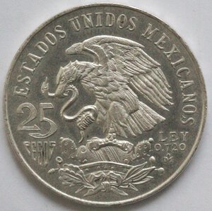 obverse: Messico. 25 Pesos 1968. Ag. 