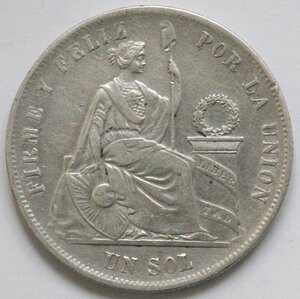 reverse: Peru. Sol 1874. Ag 900. 