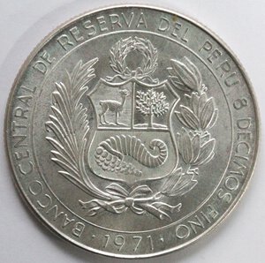 reverse: Peru. 50 Soles 1971. Ag 800. 