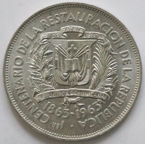 obverse: Repubblica Dominicana. Peso 1963. Ag 650. 