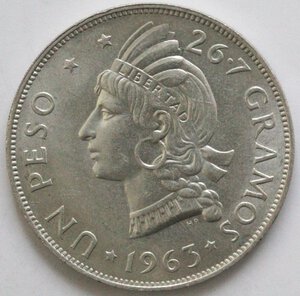 reverse: Repubblica Dominicana. Peso 1963. Ag 650. 