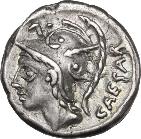Julius Caesar. The first denarius of his family. Ex Kunker 