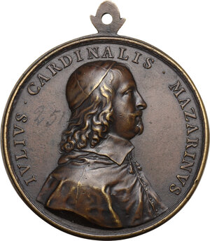 obverse: Giulio Mazzarino (1602-1661), cardinale.. Medaglia per la Battaglia di Casale del 1630
