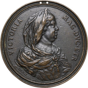 obverse: Vittoria della Rovere (1622-1695). Medaglia con bordo modanato 1685