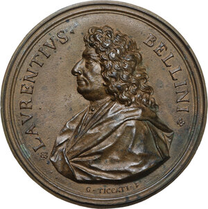 obverse: Lorenzo Bellini (1643-1703), medico e anatomista. . Medaglia unifacie con bordo modanato s.d