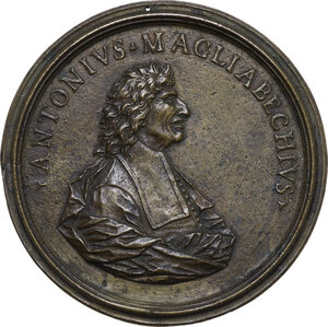obverse: Antonio Magliabechi (1633-1714), Bibliotecario. Medaglia con bordo modanato s.d. (1704)