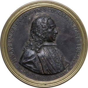 obverse: Paolo Valcarenghi (1705-1780), medico.. Medaglia bimetallica con bordo modanato 1752