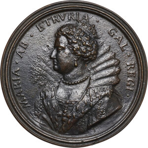 obverse: Maria de  Medici (1573-1642), Regina di Francia. . Medaglia con bordo modanato s.d