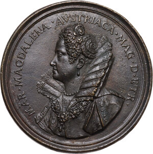 obverse: Maria Maddalena d Austria (1589-1631), granduchessa di Toscana. Medaglia con bordo modanato s.d