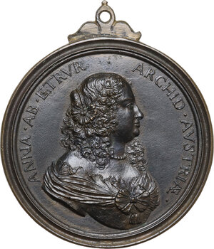 obverse: Anna de  Medici (1616-1676), Arciduchessa d Austria. Medaglia con bordo modanato s.d