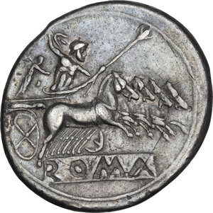reverse: Anonymous. AR Quadrigatus, c. 225-214 BC
