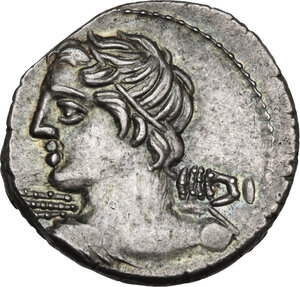 obverse: C. Licinius L.f. Macer. . AR Denarius, 84 BC