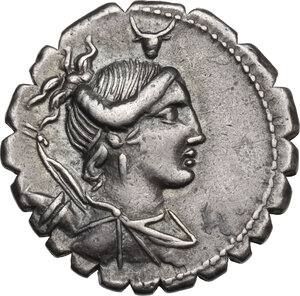 obverse: A. Postumius A.f. Sp. n. Albinus.. AR Denarius serratus, 81 BC