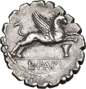 reverse: L. Papius.. AR Denarius serratus, 79 BC