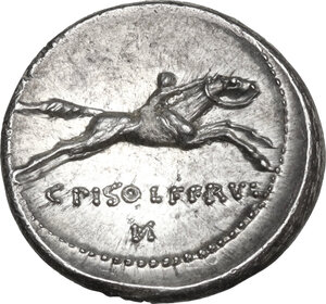 reverse: C. Piso L. f. Frugi.. AR Denarius, 67 BC