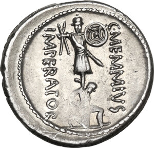 reverse: C. Memmius C.f.. AR Denarius, 56 BC