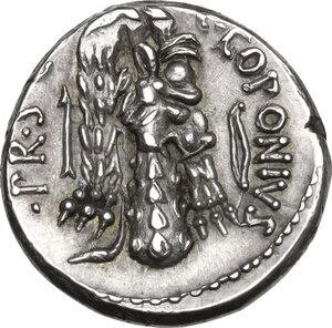 reverse: Q. Sicinius and C. Coponius.. AR Denarius, 49 BC