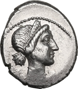 obverse: Julius Caesar.. AR Denarius, 46-45 BC. Spain