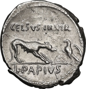 reverse: L. Papius Celsus.. AR Denarius, 45 BC