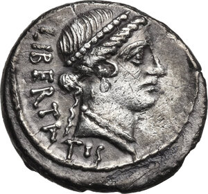 obverse: Lollius Palicanus. AR Denarius, 45 BC