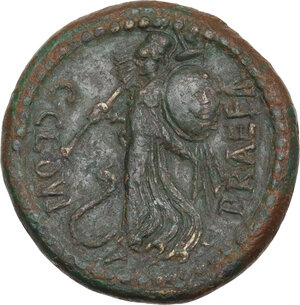 reverse: Julius Caesar and C. Clovius.. Bronze, end 46-early 45 BC