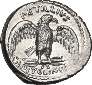 obverse: Petillius Capitolinus.. AR Denarius, 43 BC