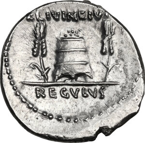 reverse: L. Livineius Regulus.. AR Denarius, 42 BC