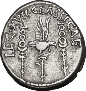 reverse: Mark Antony. AR Denarius, autumn 32-spring 31 BC. Legionary issue. Patrae(?) mint