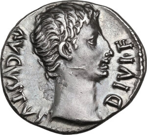 obverse: Augustus (27 BC-14 AD).. AR Denarius, 15-13 BC. Lugdunum mint