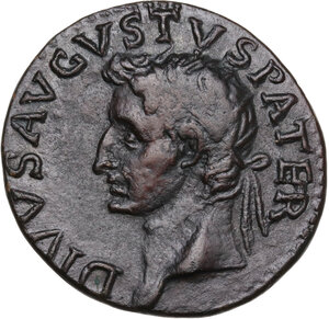 obverse: Augustus (Divus, after 14 AD).. AE Dupondius, struck under Tiberius, c. 22-23 AD