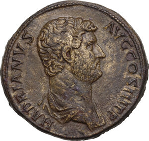 obverse: Hadrian (117-138)..  Æ Sestertius, Rome mint,134-138 AD